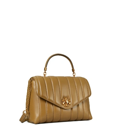 Shop Tory Burch Kira Quilted Satchel In Toasted Sesame