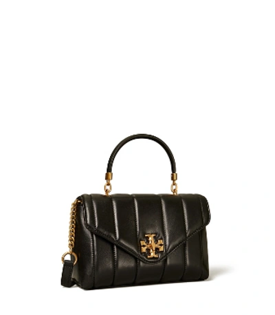 Shop Tory Burch Small Kira Quilted Satchel In Black