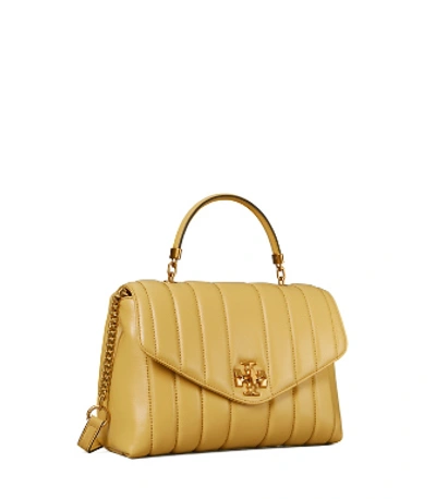 Shop Tory Burch Kira Quilted Satchel In Beeswax