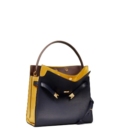Shop Tory Burch Lee Radziwill Double Bag In Navy Blue