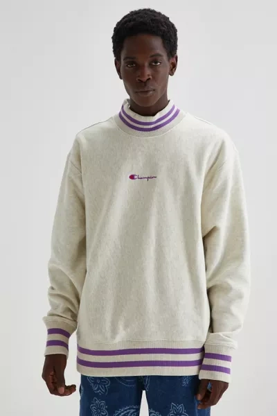 Champion Tipped Mock Neck Sweatshirt In Purple | ModeSens