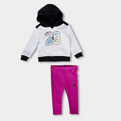 Nike Jordan Girls' Little Kids' Color Outside The Lines Leggings And Hoodie  Set In White/pink/black | ModeSens