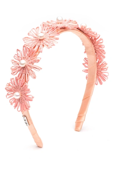Shop Eugenia Kim Azalea Coral Straw Palm Flower Headband