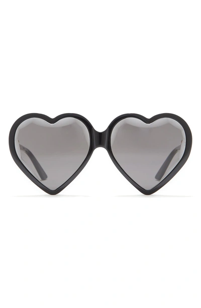 Shop Gucci 60mm Novelty Heart Shaped Sunglasses In Black Black Grey