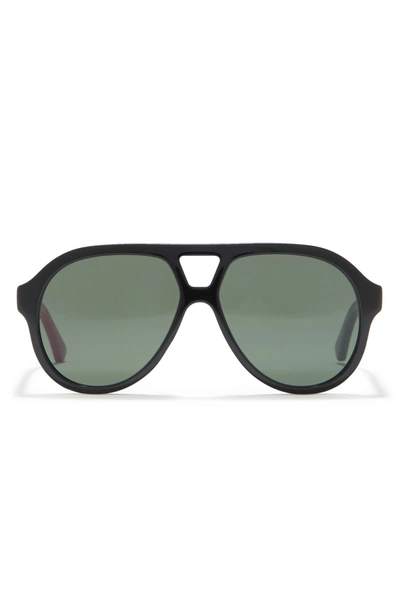 Shop Gucci Core 56mm Aviator Sunglasses In Black Black Green