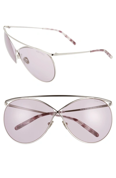 Shop Tom Ford Stevie 59mm Polarized Aviator Sunglasses In Shiny Palladium/ Grad Burgundy