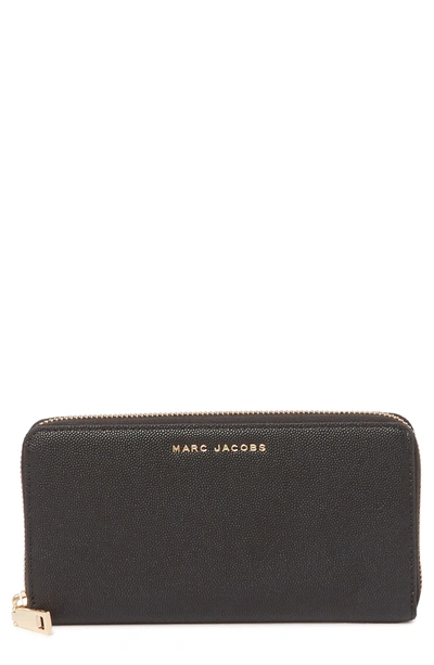 Textured Leather Continental Wallet In Black