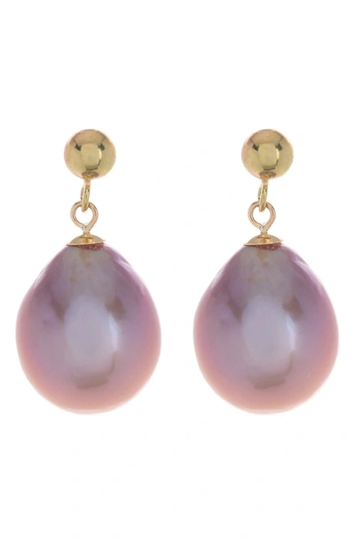 Shop Effy 14k Gold 10-10.5mm Purple Freshwater Pearl Drop Earrings In Multi