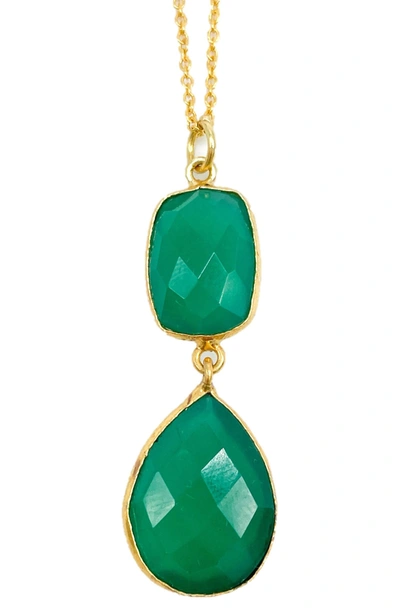 Shop Adornia 14k Yellow Gold Vermeil Green Onyx Double Drop Pendant Necklace