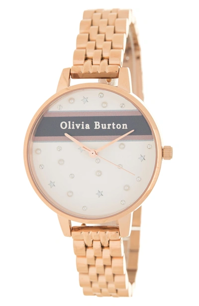 Shop Olivia Burton Oliva Burton Women's Embellished Dial Bracelet Watch In White