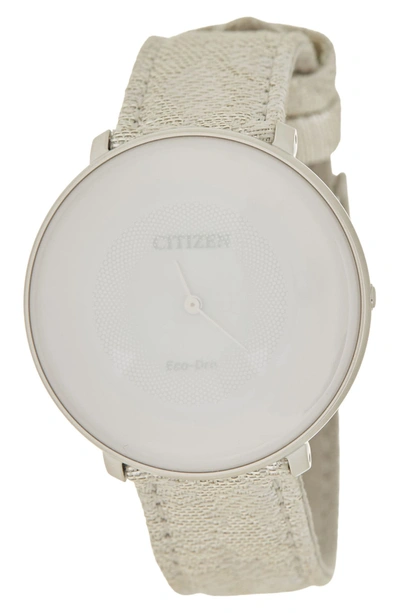 Shop Citizen Textured Strap Watch, 37mm In Silver-tone