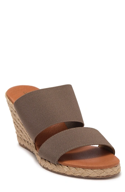 Shop Andre Assous Amalia Strappy Espadrille Wedge Slide Sandal In Taupe