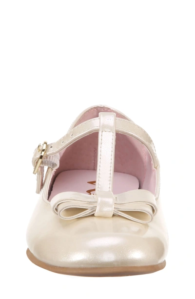 Shop Nina Merrilyn T-strap Bow Flat In Ivory Patent