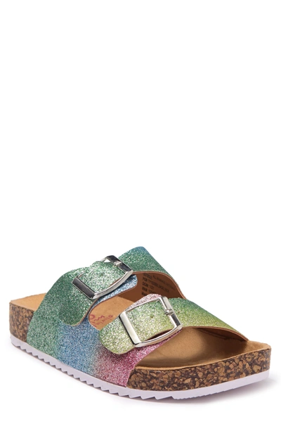 Shop Olivia Miller Rainbow Double Strap Slide Sandal In Multi Colo