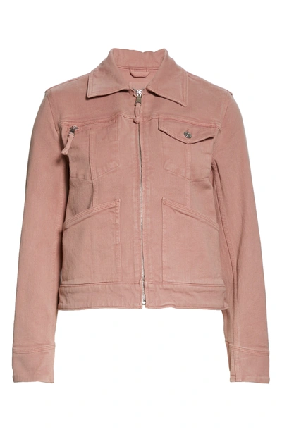 Shop Club Monaco Zip Front Stretch Cotton Trucker Jacket In Rose Red