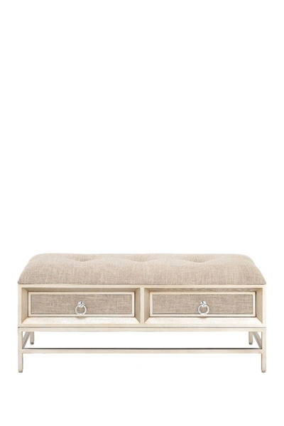 Shop Willow Row Beige Linen Upholstered Front Panel Storage Bench With Tufted Seat & Ring Handles