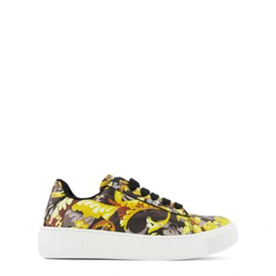 Versace Greca Baroccoflage-print Sneakers In Black