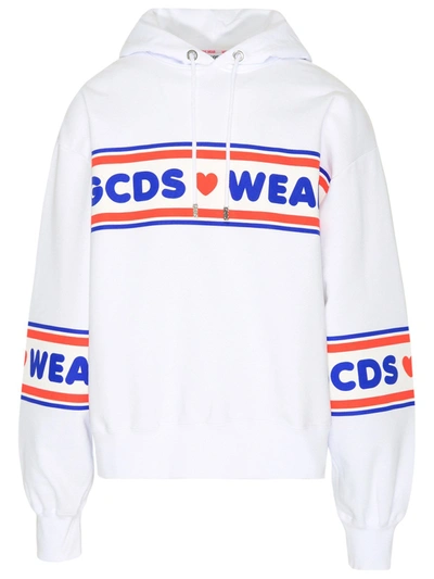 Shop Gcds White Cotton Sweatshirt