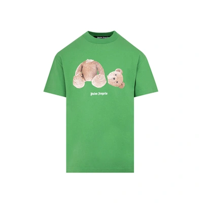 Shop Palm Angels Cotton Bear T-shirt Tshirt In Green