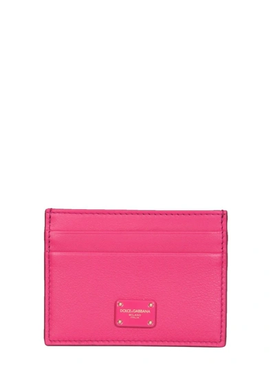 Shop Dolce & Gabbana Leather Card Holder In Fuchsia