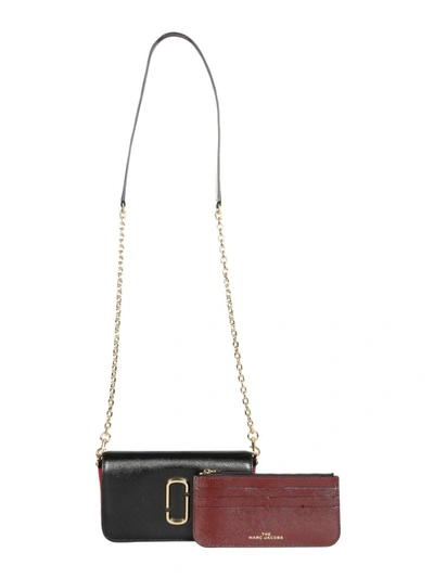 Shop Marc Jacobs Snapshot Wallet With Shoulder Strap In Black