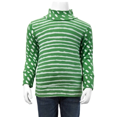 Shop Burberry Boys Roll Neck Spot Stripe Print Cotton Sweater In Pattern