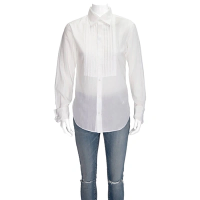 Shop Burberry Ladies White Ribbed Panel Shirt