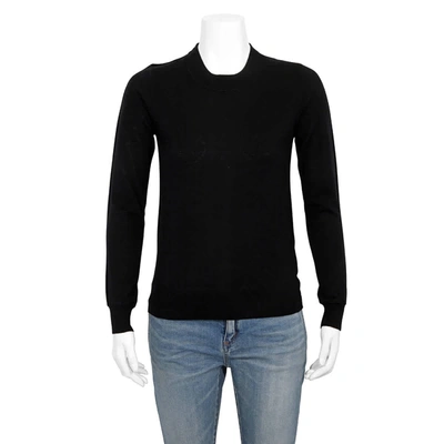 Shop Burberry Ladies Merino Wool Crew Neck Sweater In Black