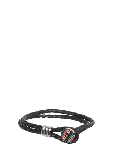 Shop Paul Smith Braided Bracelet In Black
