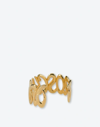 Shop Moschino Neon Logo Bracelet In Gold