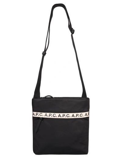Shop Apc Shoulder Bag With Logo In Black