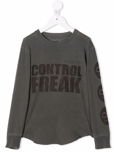 Shop Nununu Control Freak-print Sweatshirt In 灰色
