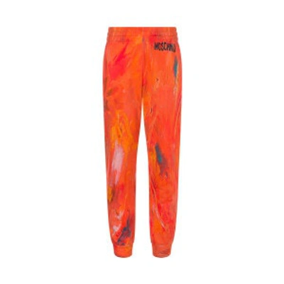 Shop Moschino Painting Fleece Jogging In Orange