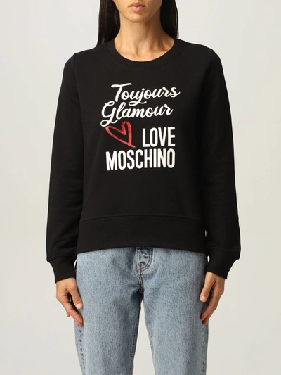 Shop Love Moschino Sweatshirt  Sweatshirt In Cotton With Print In Black