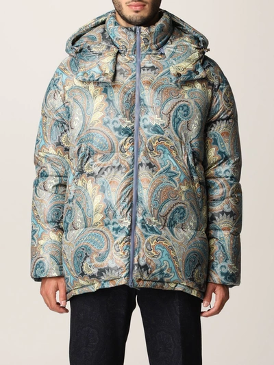 Shop Etro Nylon Down Jacket With Paisley Print In Multicolor