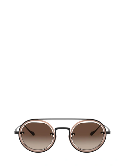 Shop Giorgio Armani Ar6085 Matte Black / Bronze Sunglasses