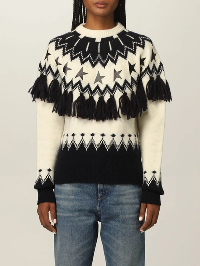 Shop Golden Goose Sweater Fair Isle Deidra  Sweater In Virgin Wool In Black