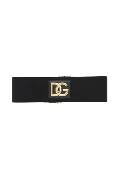 Shop Dolce & Gabbana Stretch Belt With Monogram In Neronero (black)