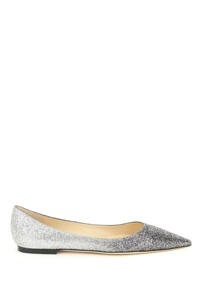 Shop Jimmy Choo Love Flat In Antracite Silver (silver)