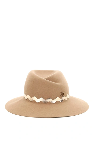 Shop Maison Michel Virginie Hat With Wavy Band In True Camel (brown)