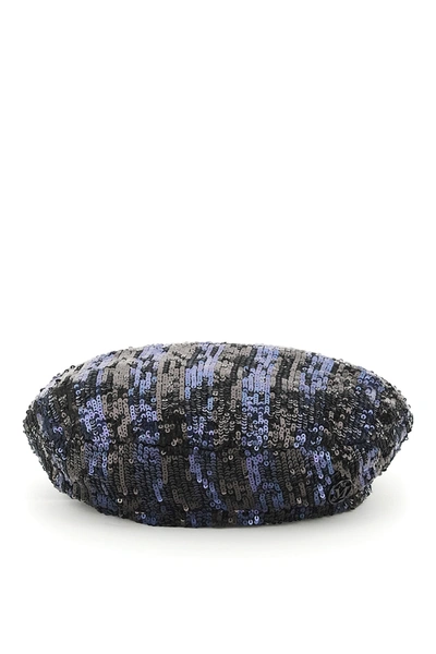 Shop Maison Michel New Billy Hat With Sequins In Multi (black)