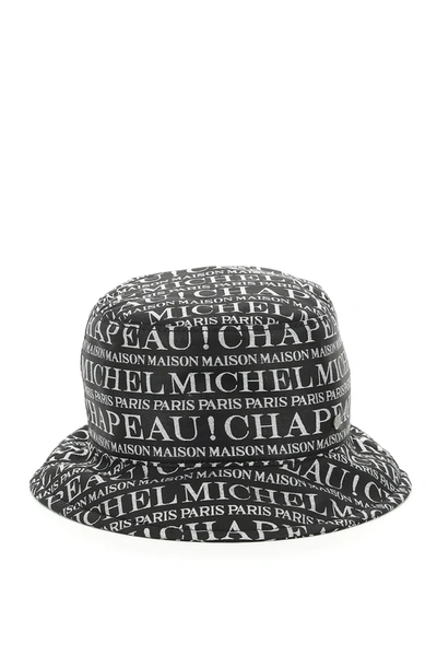 Shop Maison Michel Jason All Over Logo Hat In Black Silver (black)
