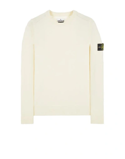 Stone Island Ivory Ribbed Knit Sweater With Crew Neckline