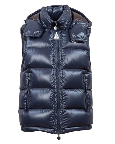 Shop Moncler Vest In Blu