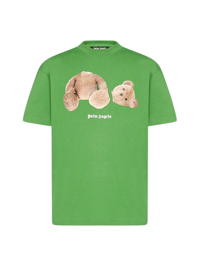 Shop Palm Angels T-shirt In Green Brown