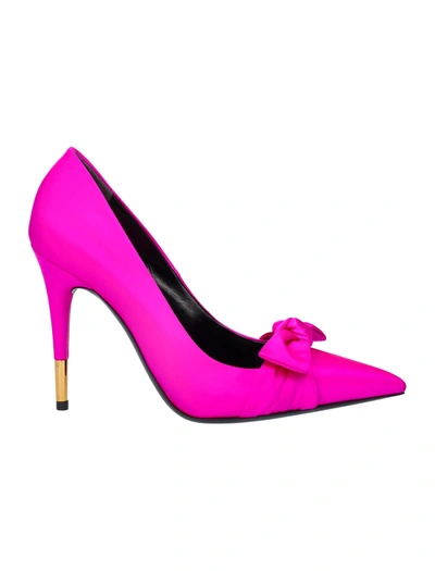 Shop Tom Ford Satin Bow Pumps In Hot Pink