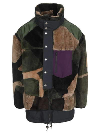 Sacai X Kaws Reversible Faux Fur Nylon Blouson In Grün | ModeSens