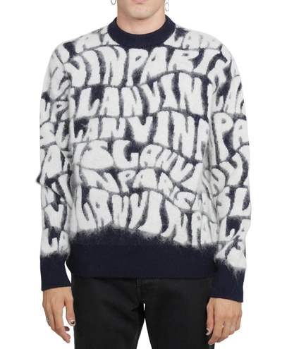 Shop Lanvin Navy Logo Sweater