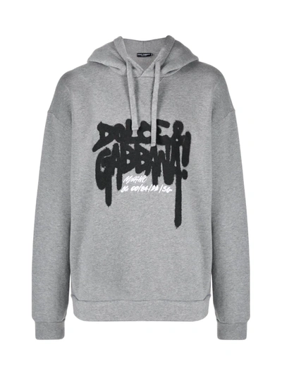 Shop Dolce & Gabbana Hoodie Sweatshirt In Aq Grey