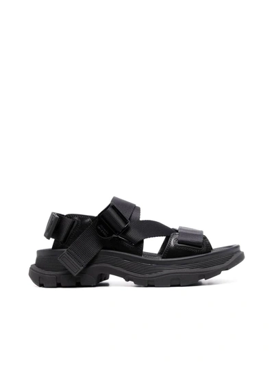 Shop Alexander Mcqueen Velcro Sandal In Black